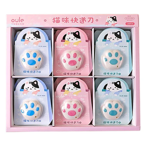 Нож канцелярский мини "Лапка", размер 4,5см*4,5см, корпус ассорти, СNT, 77653