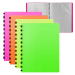 Папка пластиковая на спирали, 20 вкладышей, ERICH KRAUSE &laquo;Matt Neon&raquo;, A4, ассорти, 49953