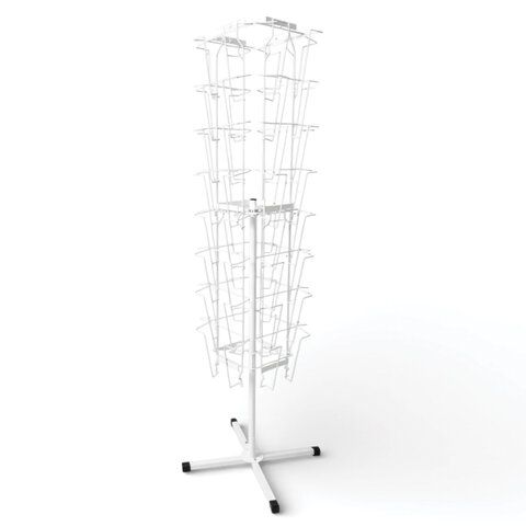 Стойка напольная для рекламных материалов (188х54х54 см), на 32 лотка, сетчатая, вращающаяся, белая, А-29-ТМ