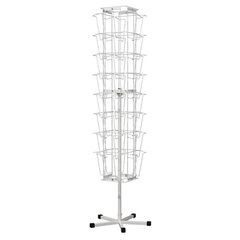 Стойка напольная для рекламных материалов (188&times;54&times;54 см), на 32 лотка, сетчатая, вращающаяся, белая, А-29-ТМ