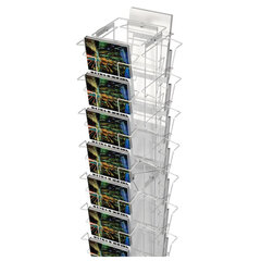 Стойка напольная для рекламных материалов (188&times;54&times;54 см), на 32 лотка, сетчатая, вращающаяся, белая, А-29-ТМ