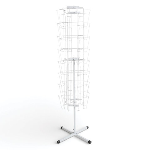 Стойка напольная для рекламных материалов (188х54х54 см), на 32 лотка, сетчатая, вращающаяся, белая, А-29-ТМ - фото 4