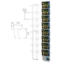 Стойка напольная для рекламных материалов (188&times;54&times;54 см), на 32 лотка, сетчатая, вращающаяся, белая, А-29-ТМ