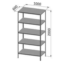 Стеллаж металлический &laquo;УНИВЕРСАЛ&raquo;, 2000&times;1000&times;600 мм, УСИЛЕННЫЕ СТОЙКИ, 5 полок, регулируемые опоры, 290243