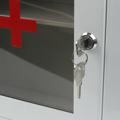 Шкафчик-аптечка металлический, навесной, 1 полка, ключевой замок, стекло, 330&times;280&times;140 мм