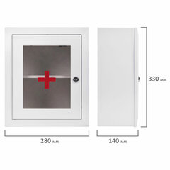 Шкафчик-аптечка металлический, навесной, 1 полка, ключевой замок, стекло, 330&times;280&times;140 мм