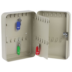 Шкафчик (Ключница) на 48 ключей BRAUBERG, 250&times;180&times;80 мм, с замком, + 48 брелоков, серый, 290338