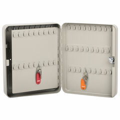 Шкафчик (Ключница) на 90 ключей BRAUBERG, 300&times;240&times;80 мм, с замком, +90 брелоков, серый, 290339