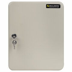 Шкафчик (Ключница) на 90 ключей BRAUBERG, 300&times;240&times;80 мм, с замком, +90 брелоков, серый, 290339