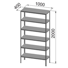 Стеллаж металлический &laquo;УНИВЕРСАЛ&raquo;, 2000&times;1000&times;400 мм, УСИЛЕННЫЕ СТОЙКИ, 6 полок, регулируемые опоры, 290349