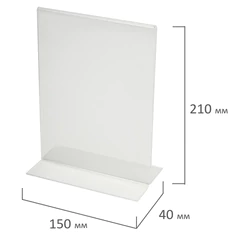 Подставка настольная для рекламных материалов МАЛОГО ФОРМАТА (150&times;210 мм), А5, двусторонняя, вертикальная, BRAUBERG, 290424