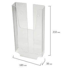 Подставка настенная для рекламных материалов МАЛОГО ФОРМАТА (105&times;210&times;30 мм), оргстекло, BRAUBERG, 290434