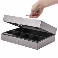 Ящик для денег, ценностей, документов, печатей, 80&times;195&times;290 мм, кодовый замок, темно-серый, BRAUBERG, 290457