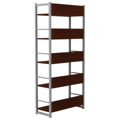 Стеллаж на металлокаркасе, 1630&times;650&times;300 мм, серый каркас, 5 полок ЛДСП орех