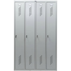 Шкаф металлический для одежды ПРАКТИК &laquo;LS-41&raquo;, четырехсекционный, 1830&times;1170&times;500 мм, 53 кг, разборный