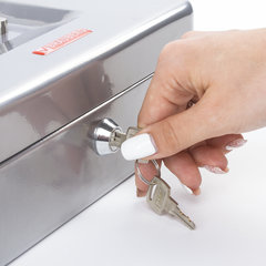 Ящик для денег, ценностей, документов, печатей, 90&times;180&times;250 мм, ключевой замок, серебристый, BRAUBERG, 291059