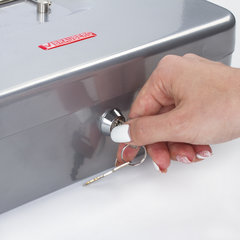 Ящик для денег, ценностей, документов, печатей, 90&times;240&times;300 мм, ключевой замок, серебристый, BRAUBERG, 291060