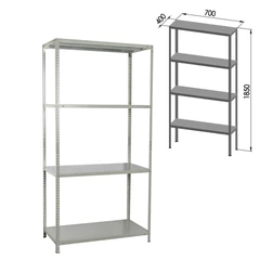 Стеллаж металлический BRABIX &laquo;MS-185/<wbr/>40/<wbr/>70-4&raquo;, 1850&times;700&times;400 мм, 4 полки, 291103