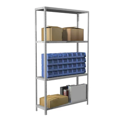Стеллаж металлический BRABIX &laquo;MS Plus-185/<wbr/>30-4&raquo;, 1850&times;1000&times;300 мм, 4 полки, регулируемые опоры, 291104