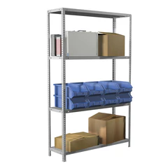 Стеллаж металлический BRABIX &laquo;MS Plus-185/<wbr/>50-4&raquo;, 1850&times;1000&times;500 мм, 4 полки, регулируемые опоры, 291106