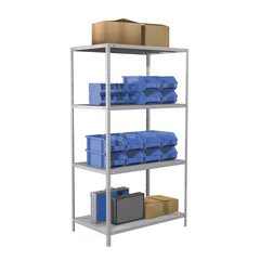 Стеллаж металлический BRABIX &laquo;MS Plus-185/<wbr/>60-4&raquo;, 1850&times;1000&times;600 мм, 4 полки, регулируемые опоры, 291107