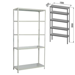 Стеллаж металлический BRABIX &laquo;MS Plus-200/<wbr/>30-5&raquo;, 2000&times;1000&times;300 мм, 5 полок, регулируемые опоры, 291108