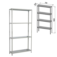 Стеллаж металлический BRABIX &laquo;MS KD-180/<wbr/>30/<wbr/>70-4&raquo;, 1800&times;700&times;300 мм, 4 полки, сборная стойка, 291112