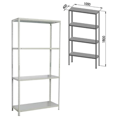 Стеллаж металлический BRABIX &laquo;MS KD-180/<wbr/>40-4&raquo;, 1800&times;1000&times;400 мм, 4 полки, сборная стойка, 291115