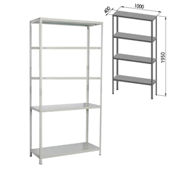 Стеллаж металлический BRABIX &laquo;MS KD-195/<wbr/>30-5&raquo;, 1950&times;1000&times;300 мм, 5 полок, сборная стойка, 291118