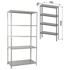 Стеллаж металлический BRABIX &laquo;MS KD-195/<wbr/>60-5&raquo;, 1950&times;1000&times;600 мм, 5 полок, сборная стойка, 291121