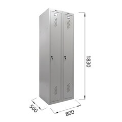 Шкаф металлический для одежды BRABIX &laquo;LK 21-80&raquo;, УСИЛЕННЫЙ, 2 секции, 1830&times;800&times;500 мм, 37 кг, 291129