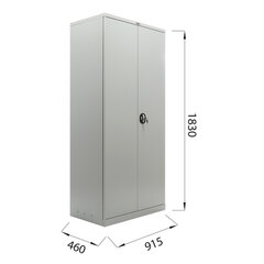 Шкаф металлический офисный BRABIX &laquo;MK 18/<wbr/>91/<wbr/>46&raquo;, 1830&times;915&times;460 мм, 47 кг, 4 полки, разборный, 291136