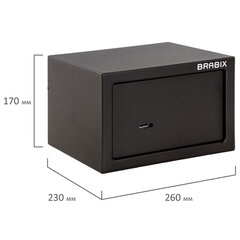 Сейф мебельный BRABIX &laquo;SF-170KL&raquo;, 170&times;260&times;230 мм, ключевой замок, черный, 291142