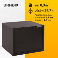 Сейф мебельный BRABIX "SF-280KL", 280х350х300 мм, ключевой замок, черный, 291148