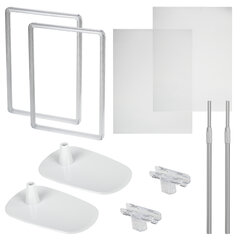 Стойка-инфодержатель напольная КОМПЛЕКТ 2 шт., А4 (высота трубки до 55 см) ПРОЗРАЧНАЯ, 202356