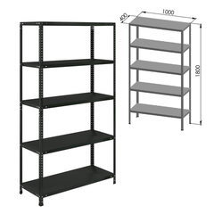 Стеллаж металлический BRABIX &laquo;ГРАФИТ MS KD-180/<wbr/>40-5&raquo;, лофт, 1800&times;1000&times;400 мм, 5 полок, 291269