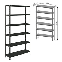 Стеллаж металлический BRABIX &laquo;ГРАФИТ MS KD-195/<wbr/>30-6&raquo;, лофт, 1950&times;1000&times;300 мм, 6 полок, 291271