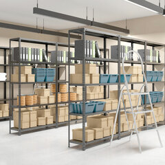 Стеллаж металлический BRABIX &laquo;ГРАФИТ MS KD-195/<wbr/>50-6&raquo;, лофт, 1950&times;1000&times;500 мм, 6 полок, 291273