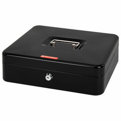 Ящик для денег, ценностей, документов, печатей, 90&times;240&times;300 мм, ключевой замок, черный, BRAUBERG, 291348