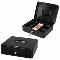 Ящик для денег, ценностей, документов, печатей, 90&times;240&times;300 мм, ключевой замок, черный, BRAUBERG, 291348