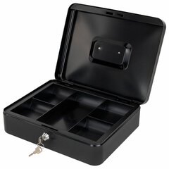 Ящик для денег, ценностей, документов, печатей, 90&times;240&times;300 мм, ключевой замок, черный, BRAUBERG, 291348