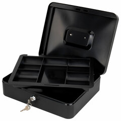 Ящик для денег, ценностей, документов, печатей, 90&times;240&times;300 мм, ключевой замок, черный, BRAUBERG, 291348