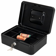 Ящик для денег, ценностей, документов, печатей, 90&times;180&times;250 мм, ключевой замок, черный, BRAUBERG, 291349