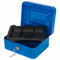 Ящик для денег, ценностей, документов, печатей, 90&times;160&times;200 мм, ключевой замок, синий, BRAUBERG, 291351