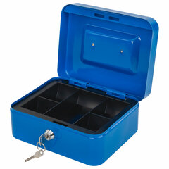 Ящик для денег, ценностей, документов, печатей, 90&times;160&times;200 мм, ключевой замок, синий, BRAUBERG, 291351