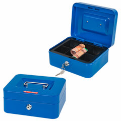 Ящик для денег, ценностей, документов, печатей, 90&times;160&times;200 мм, ключевой замок, синий, BRAUBERG, 291351