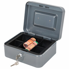 Ящик для денег, ценностей, документов, печатей, 90&times;160&times;200 мм, ключевой замок, серебристый, BRAUBERG, 291352