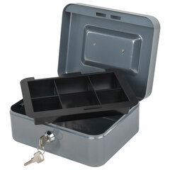 Ящик для денег, ценностей, документов, печатей, 90&times;160&times;200 мм, ключевой замок, серебристый, BRAUBERG, 291352