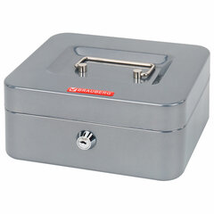 Ящик для денег, ценностей, документов, печатей, 90&times;160&times;200 мм, ключевой замок, серебристый, BRAUBERG, 291352