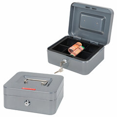 Ящик для денег, ценностей, документов, печатей, 90&times;160&times;200 мм, ключевой замок, серебристый, BRAUBERG, 291352